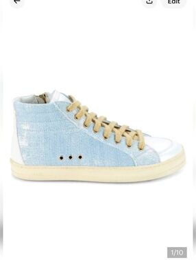 P448 Made in‎ Italy Leather High Top Sneakers White Skater Zip Shoes 39/9